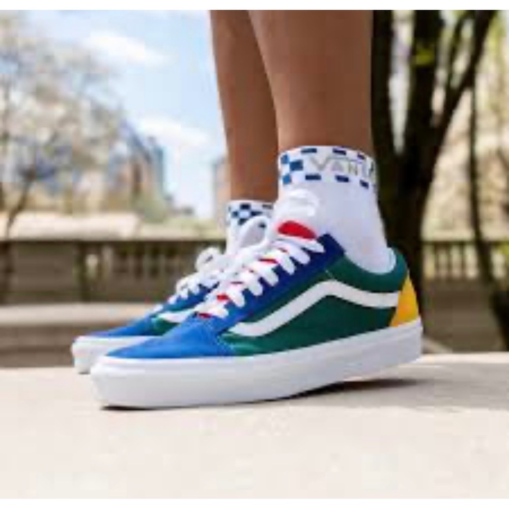 Vans Old Skool Color Block Suede Canvas Low Top Sneakers Womens 9.5 Yacht Club